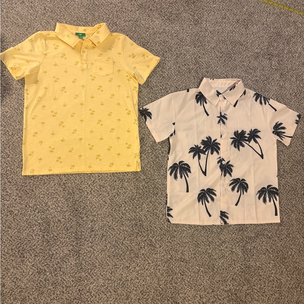 Yellow Palm Print Kids Shirt